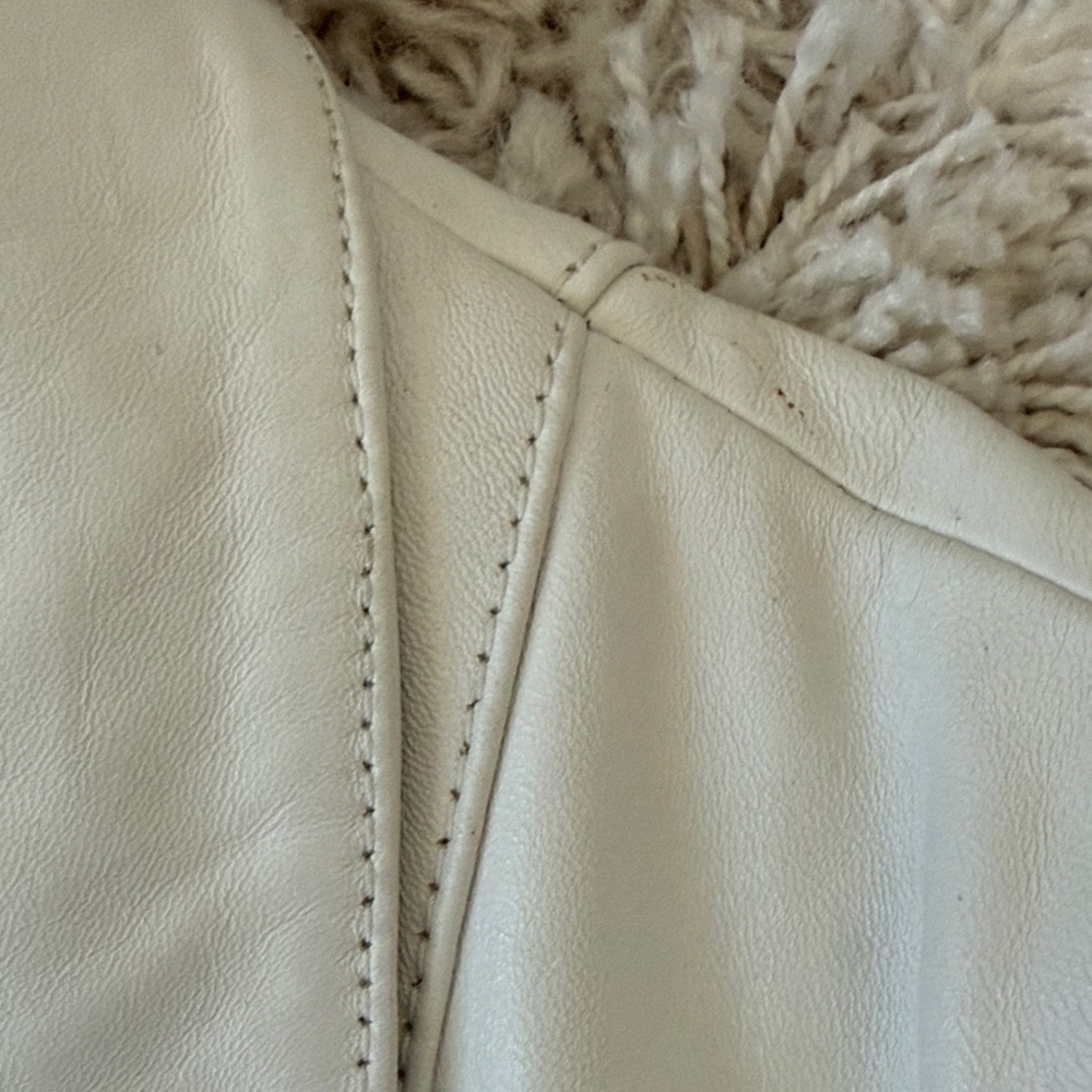 Wilsons Leather Vintage White 100% Leather Trench Coat Size M - Picture 7 of 11